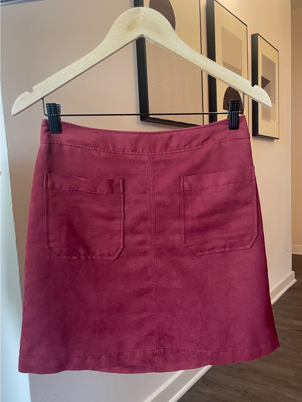 Sanctuary - Red Faux Suade A-Line Pocket Skirt